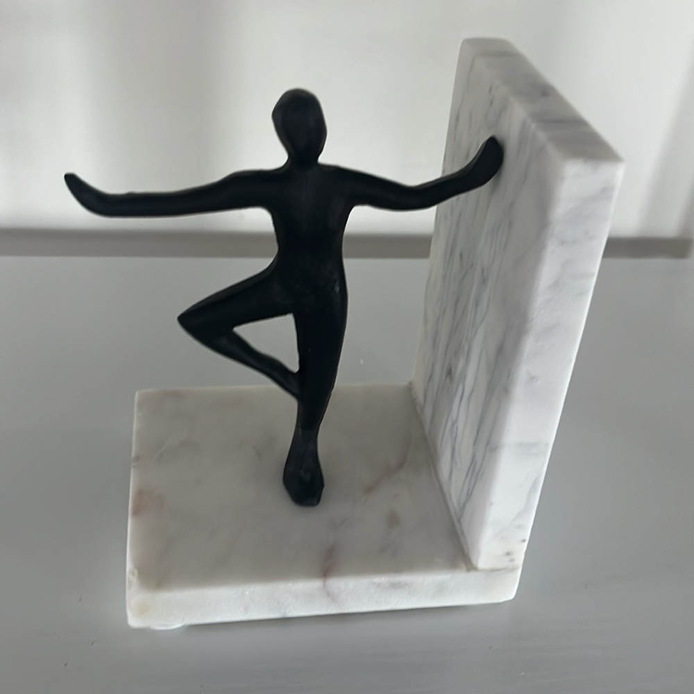 Modern Black White Sculpture Bookend Cast metal human figure sculpture one piece - Picture 3 of 10